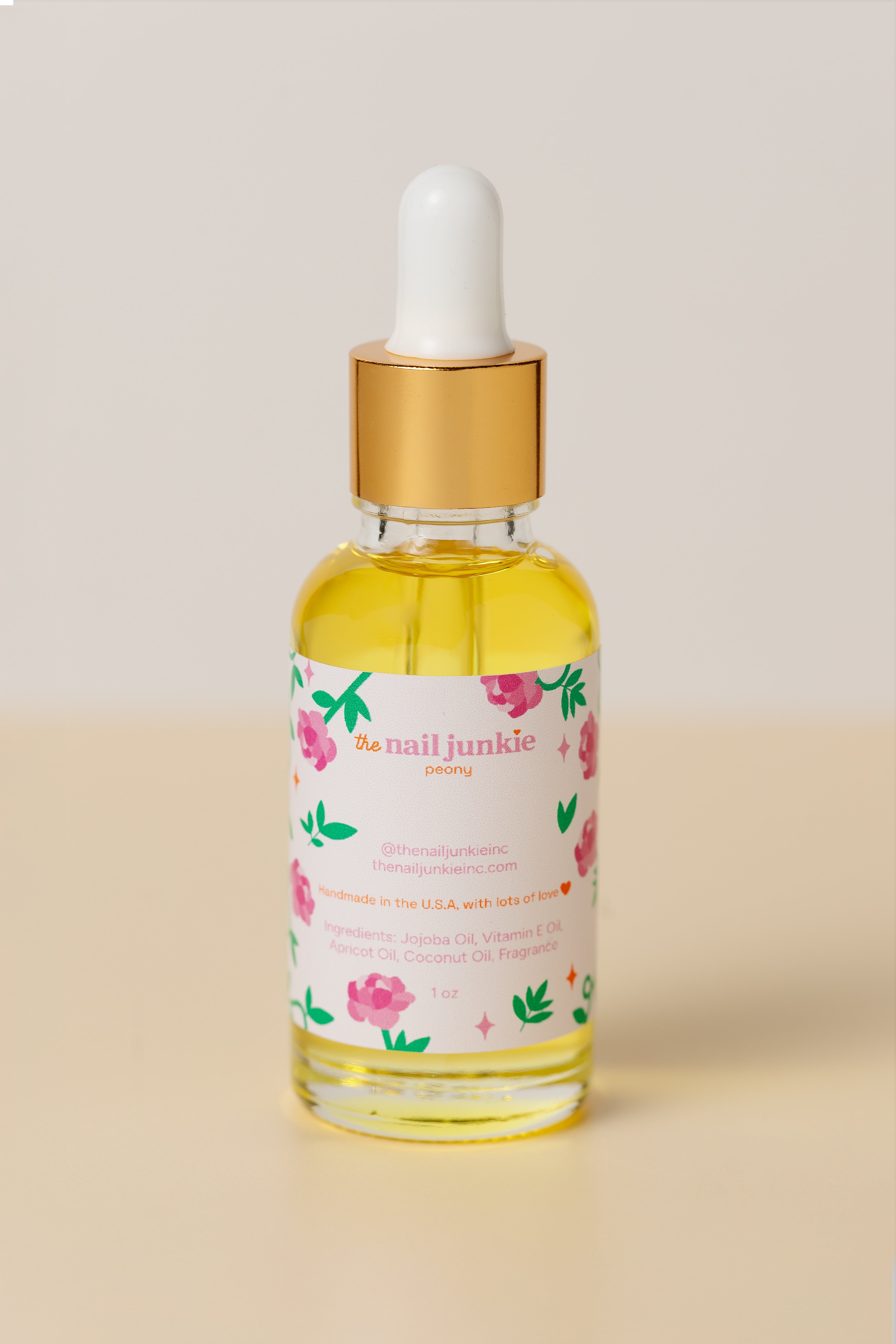 Peony cuticle oil 1oz bottle by The Nail Junkie