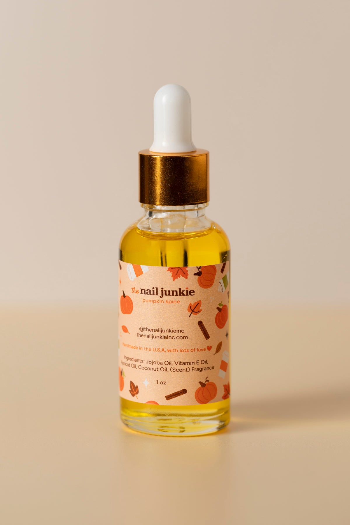 Pumpkin Spice cuticle oil 1oz bottle by The Nail Junkie